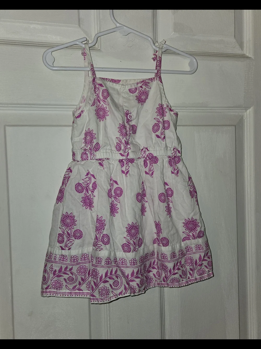 Carter's White Sundress with Pink Floral Print and Tie Straps SZ 18M